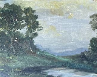 Antique Original Art Landscape Scene HLH Signed Oil on Board	777743	Frame: 17.5x22.5in<BR>11.25x16.5in