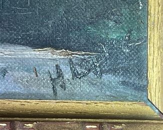 Antique Original Art Landscape Scene HLH Signed Oil on Board	777743	Frame: 17.5x22.5in<BR>11.25x16.5in
