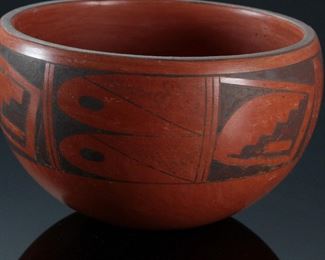 Hopi Tewa Beth Sakeva Polacca AZ Redware Pottery Bowl  Native American	425033	2.75in H x 4.75in Diameter at widest point 