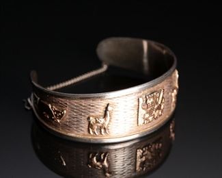 18k Gold & Sterling Silver Peruvian Cuff Bracelet Size: 7 peru	331387