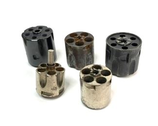 Lot of 5 Various Revolver Cylinders	222300	Stacked together 1.5x3.5x3.5