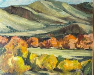 Original Art C. Manning Mountain Landscape Painting Oil on Board	777712	Frame: 23.75x29.75in<BR>Image: 17.25x23.5in
