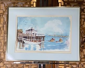 Original Watercolor Madalyn Gibson Harbor Sight The Pier at Monterey	777723	Frame: 27.25x20.25in<BR>Image: 12.75x19.65in