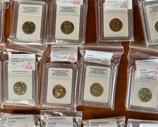 Lot of 48 Uncirculated & Sealed US Presidential Dollar Coins 24kt Gold Plated	331340