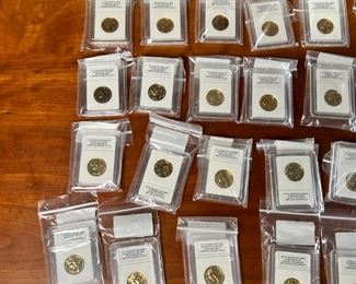 Lot of 48 Uncirculated & Sealed US Presidential Dollar Coins 24kt Gold Plated	331340