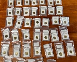 Lot of 48 Uncirculated & Sealed US Presidential Dollar Coins 24kt Gold Plated	331340