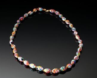 Murano Millefiori Glass Beaded Necklace & Earrings 	331429
