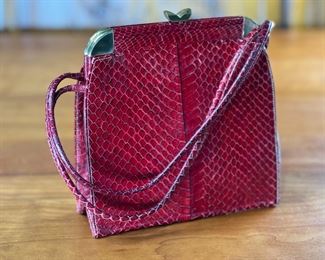 Vintage Shaw Handbag Genuine Cobra Snake Skin Clutch Purse	244016	8x7.5x2.5in
