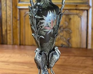 Castilian Imports Heron & Cattails Vase Decorative 	1186005	21.5in H x8x8in