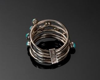 Navajo Sterling Silver & Turquoise Multi Band Ring 	331409