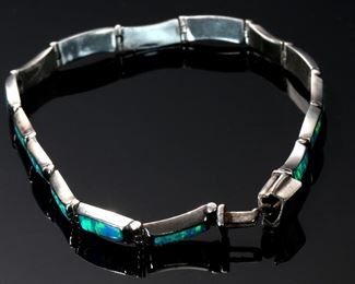 Silver Opal Hinged Wave Bracelet 	331413