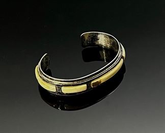 Sterling Silver Versions Cuff Bracelet Horn/Bone Sz: 6	244043	Inner circumference: 6in<BR>Width: 13mm