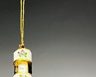 Bucherer Swiss Hidden Watch Pendant Necklace Goldtone Enamel 	244048	29in long<BR>Pendant:32x19x14mm