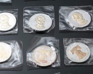 "Lot of 28 National Historic Mint Coins American Eagle Bicentennial 1985 Presidents Commemorative 2 tone
"	331309