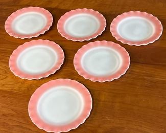 Set of 6 Vintage 9in Hazel Atlas Ripple Pink Crinoline Plates	333400	9in diameter 