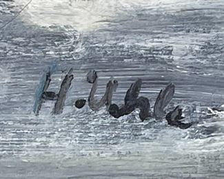 Original Art Sunburst over Clouds Signed H. UHLE  Painting	777738	Frame: 17.5x21.5in <BR>Image: 15.5x19.75in