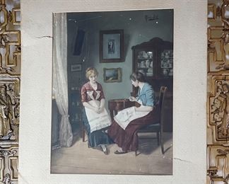 1904 Antique Litho Taber Prang Art H Prieibentriel 2 women knitting	777748	Matte: 24x20in<BR>Image: 17x13in