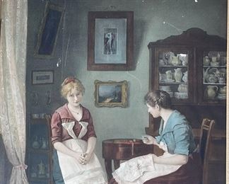 1904 Antique Litho Taber Prang Art H Prieibentriel 2 women knitting	777748	Matte: 24x20in<BR>Image: 17x13in