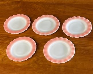 Set of 5 Vintage 7in Hazel Atlas Ripple Pink Crinoline Plates	333401	7in Diameter 