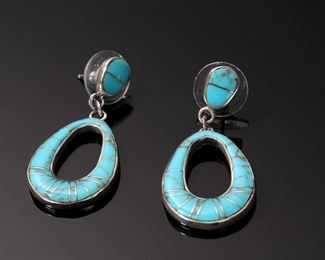 Sterling Silver & Turquoise Drop Earrings 	331424