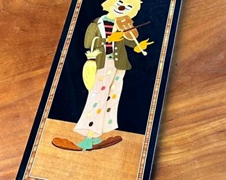Vintage Italian Marquetry Clown Wood Resin Inlay	418055	17x7