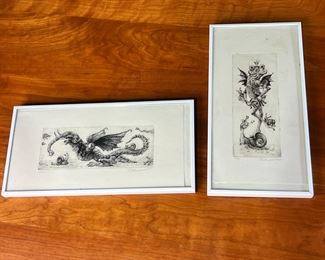 Lot of 2 Creature Art litho Prints Signed 	333417	16.25x8.25x1in ea