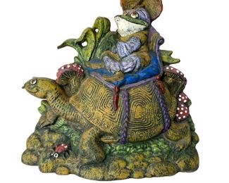 Turtle Frog Cast Iron Statue Doorstop	333433	10x10x3in