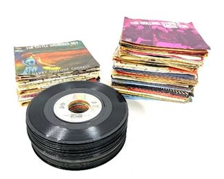 Lot of Various 7 inch 45 Vinyl Records 	222277	Stacked 9x8x8