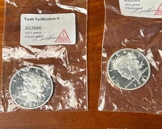 Lot of 6 1921 Peace Dollar Tribute Proof Copy Coin Silver Plated United States Commemorative Gallery	331337