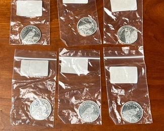 Lot of 6 1921 Peace Dollar Tribute Proof Copy Coin Silver Plated United States Commemorative Gallery	331337