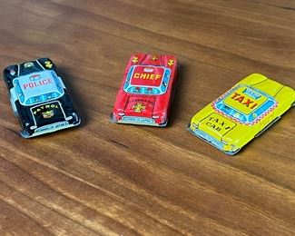 3pc Vintage Japanese Tin Toy Cars3pc Vintage Japanese Tin Toy Cars Police, Fire Chief, Taxi	333397	2.75x1