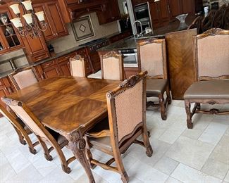 Solid wood Kitchen Table and 8 chairs 
