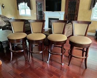 Sturdy high end wood BAR STOOLS - 

Swivel 
22” wide 
30” to seat / 45” to back 
