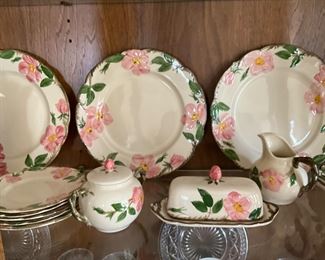 Dining room China cabinet - Desert Rose set of dishes with completer pieces