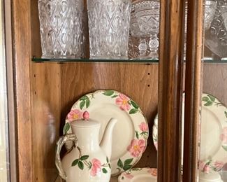 Dining room China cabinet - Desert Rose set of dishes with completer pieces & miscellaneous