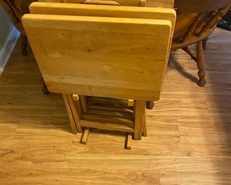 Vintage set of TV tables with stand - wood