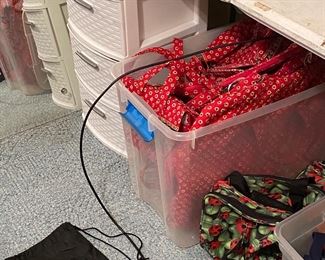 Basket is full of Vera Bradley items - red flowers