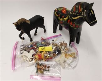 65: Assorted Antique Horse Toys