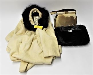 67: Lilli Ann's Petite Women's Fur Jacket & x2 Handbag
