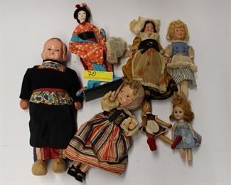 70: x7 Assorted Antique Dolls