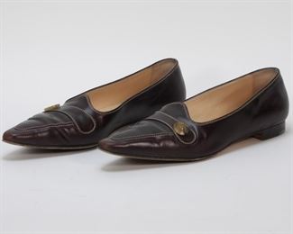 5006: Manolo Blahnik Peri Brown Leather Flats size 40.5