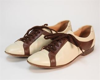 5019: Gravati Bone & Brown Leather Shoes sz 10m