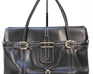 5040: Jimmy Choo Black Leather Buckle Bag