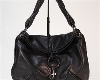 5044: Bottega Veneta Black Leather Handbag