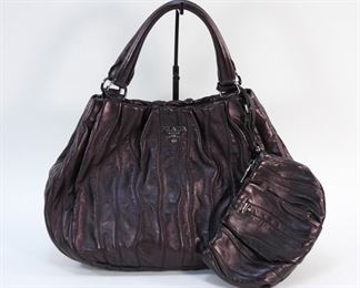 5045: 2PC Prada Nappa Leather Necessaire & Shopping Bags