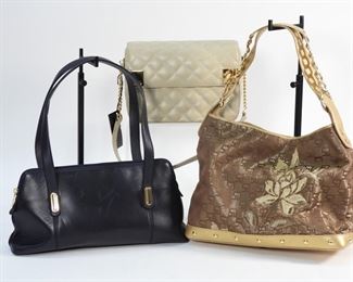5059: 3PC St. John Leather & Textile Handbags