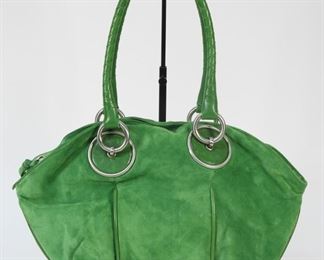 5060: Bottega Veneta Green Leather & Suede Handbag