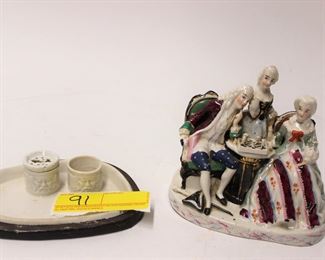 91: Victorian porcelain inkwell