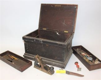 102: Antique toolbox with contents