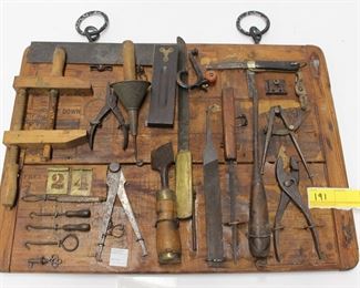 191: Antique tool display